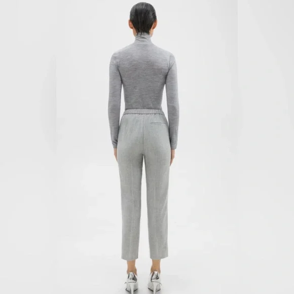 Theory Sleek Flannel Treeca Pull On Pant In Light Heathered Grey